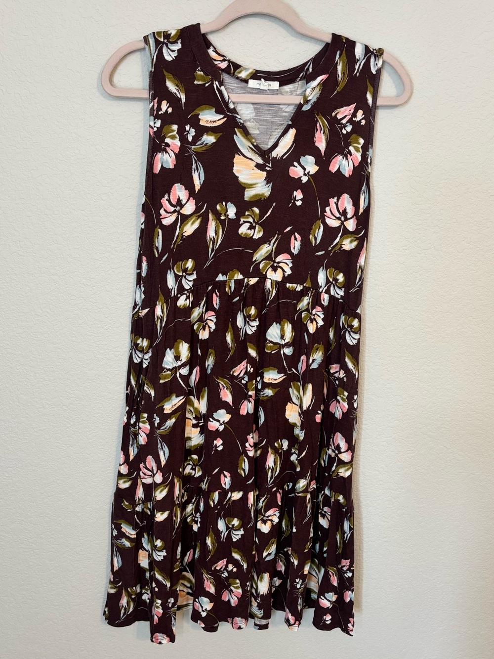 Maurice’s Sleeveless Floral Swing Dress in Dark Burgundy - M